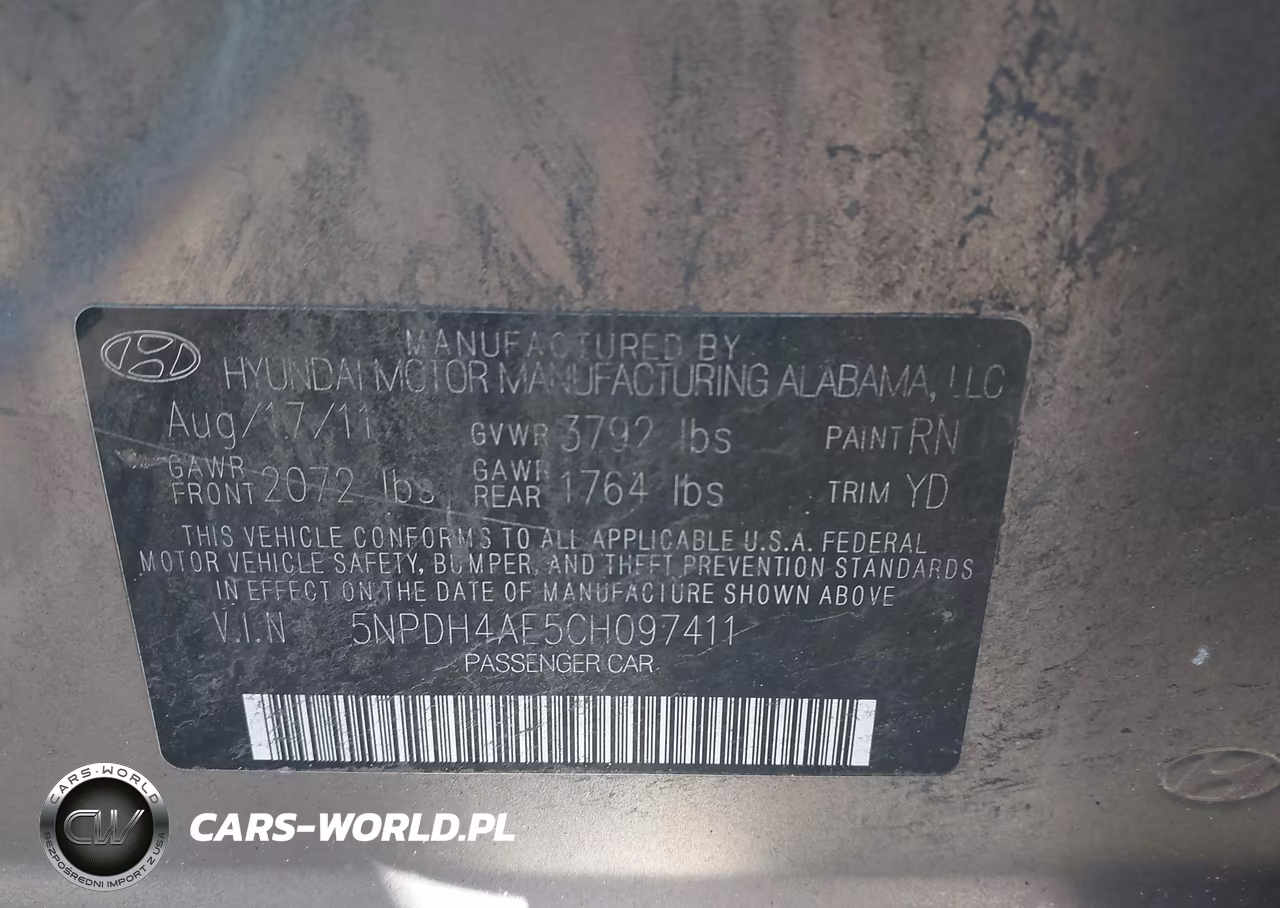 2012 Hyundai Elantra Limited VIN:5NPDH4AE5CH097411 - 9