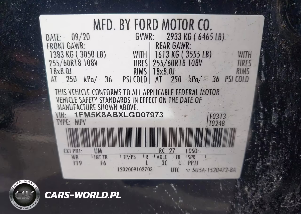 2020 Ford Police Interceptor Utility VIN:1FM5K8ABXLGD07973 - 9