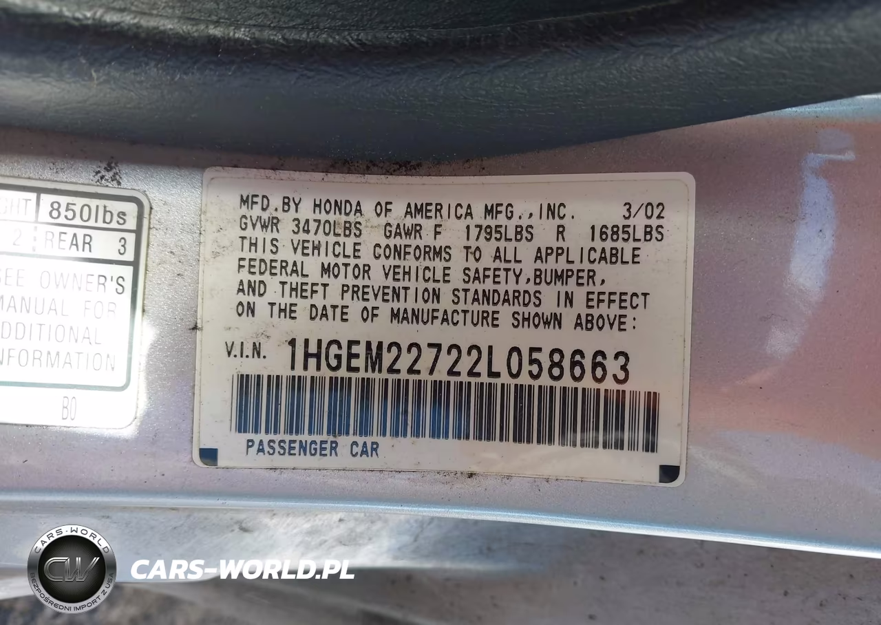 2002 Honda Civic Hx VIN:1HGEM22722L058663 - 9