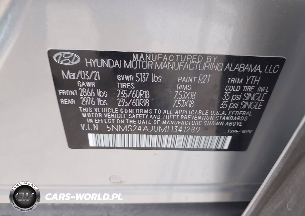 2021 Hyundai Santa Fe Sel VIN:5NMS24AJ0MH341289 - 9