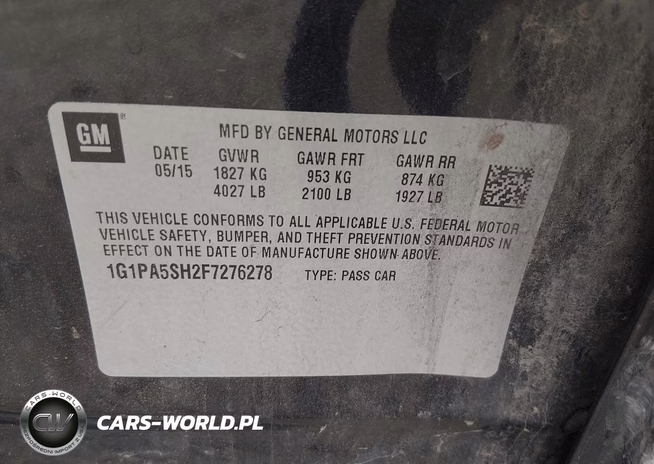 CHEVROLET CRUZE LS VIN:1G1PA5SH2F7276278 - 9
