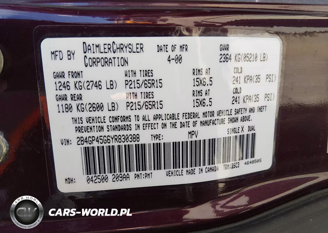 2000 Dodge Caravan Se VIN:2B4GP45G6YR830388 - 9