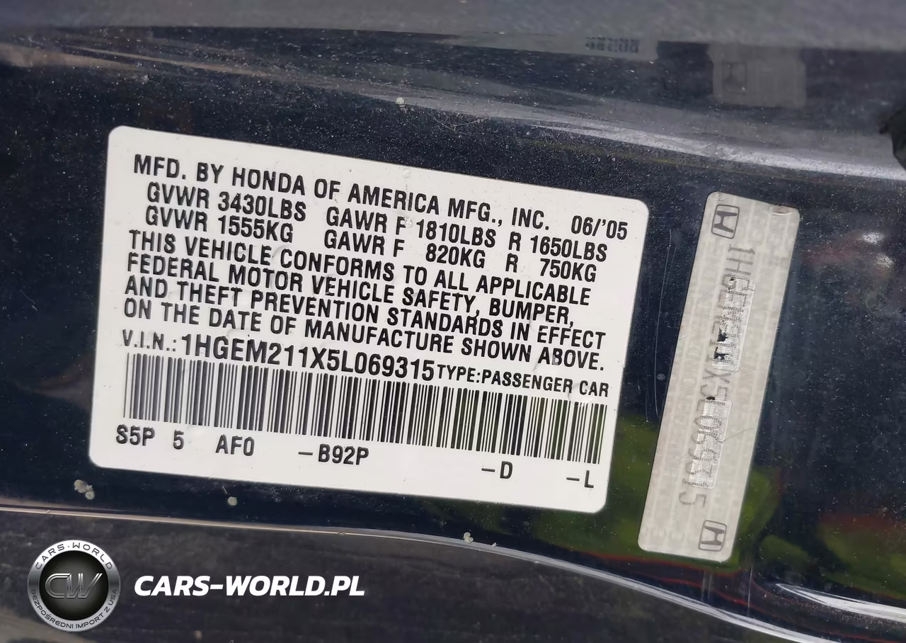 2005 Honda Civic Vp VIN:1HGEM211X5L069315 - 9
