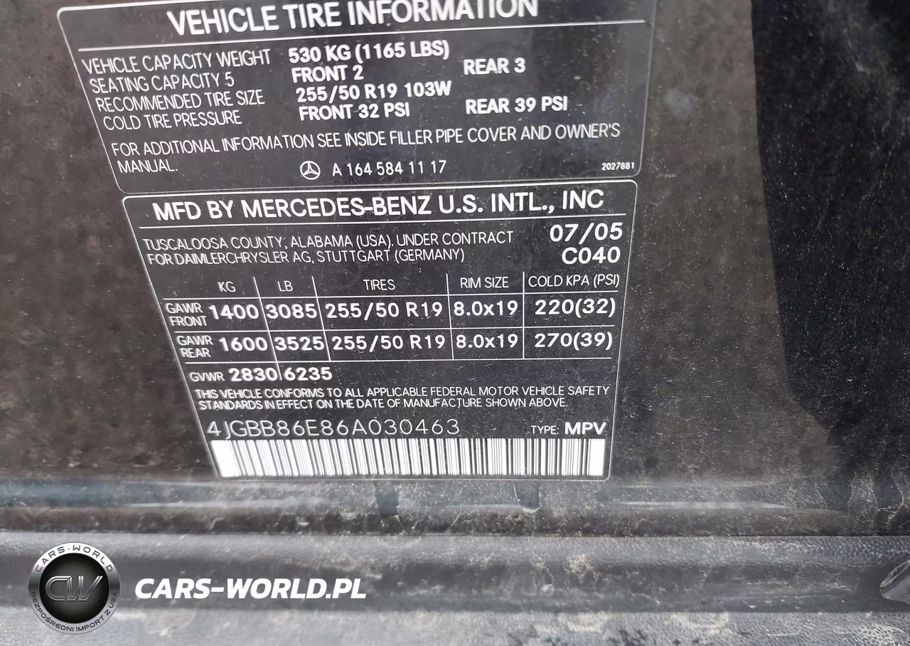2006 Mercedes-Benz Ml 350 4Matic VIN:4JGBB86E86A030463 - 9