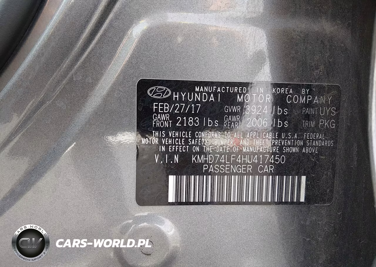 2017 Hyundai Elantra Se VIN:KMHD74LF4HU417450 - 9
