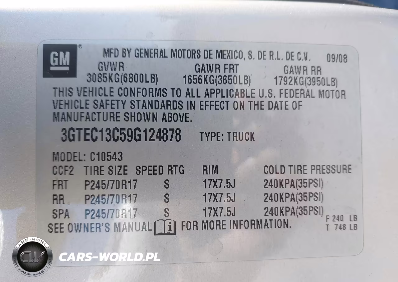 2009 GMC Sierra 1500 Sl VIN:3GTEC13C59G124878 - 9