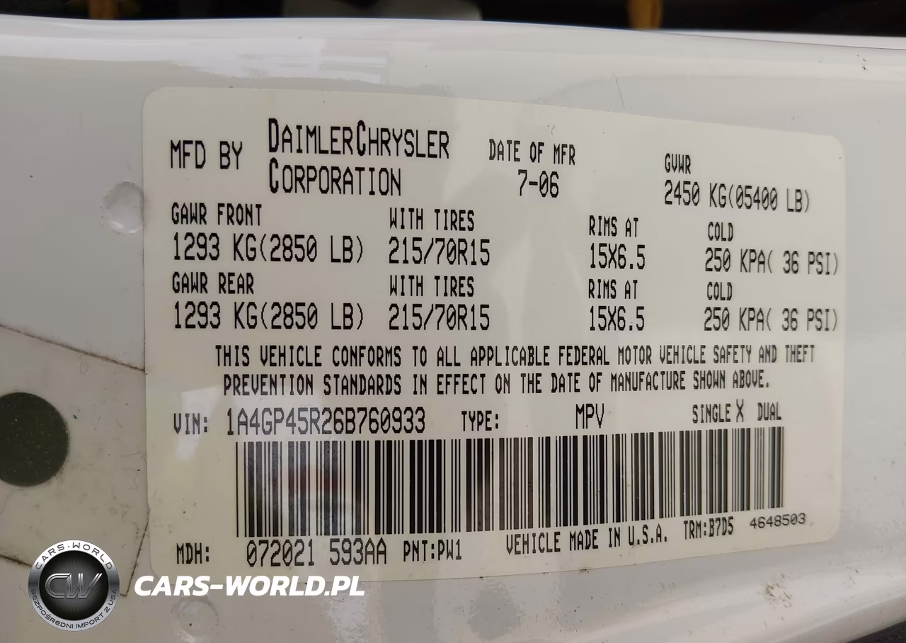 2006 Chrysler Town & Country VIN:1A4GP45R26B760933 - 9
