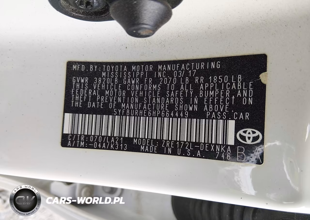 2017 Toyota Corolla Xle VIN:5YFBURHE6HP664449 - 9