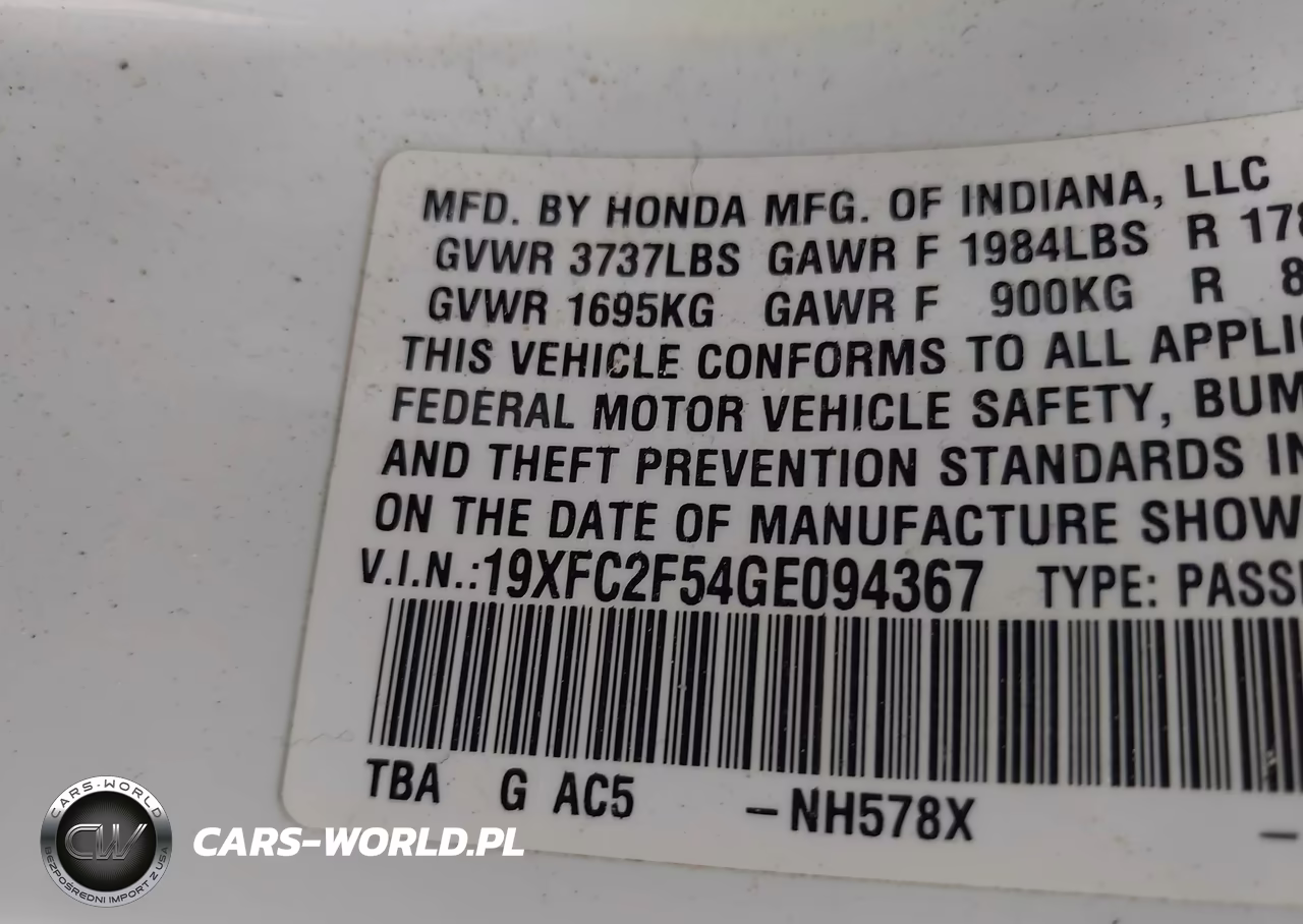 2016 Honda Civic Lx VIN:19XFC2F54GE094367 - 9