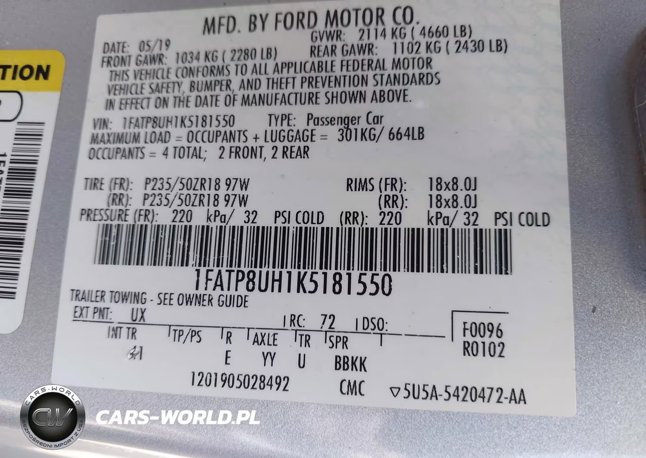 2019 Ford Mustang Ecoboost Premium VIN:1FATP8UH1K5181550 - 9