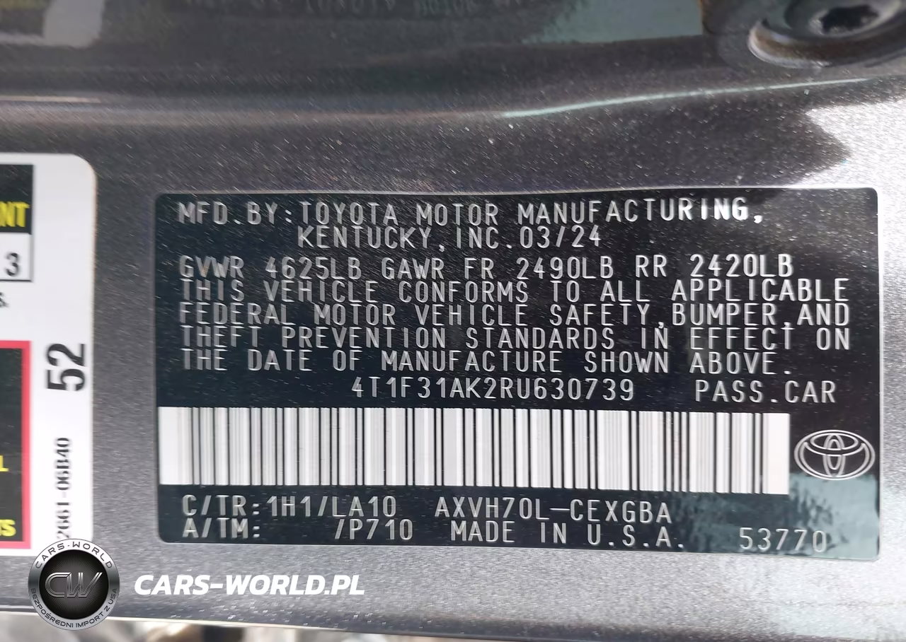 2024 Toyota Camry Hybrid Xle VIN:4T1F31AK2RU630739 - 9