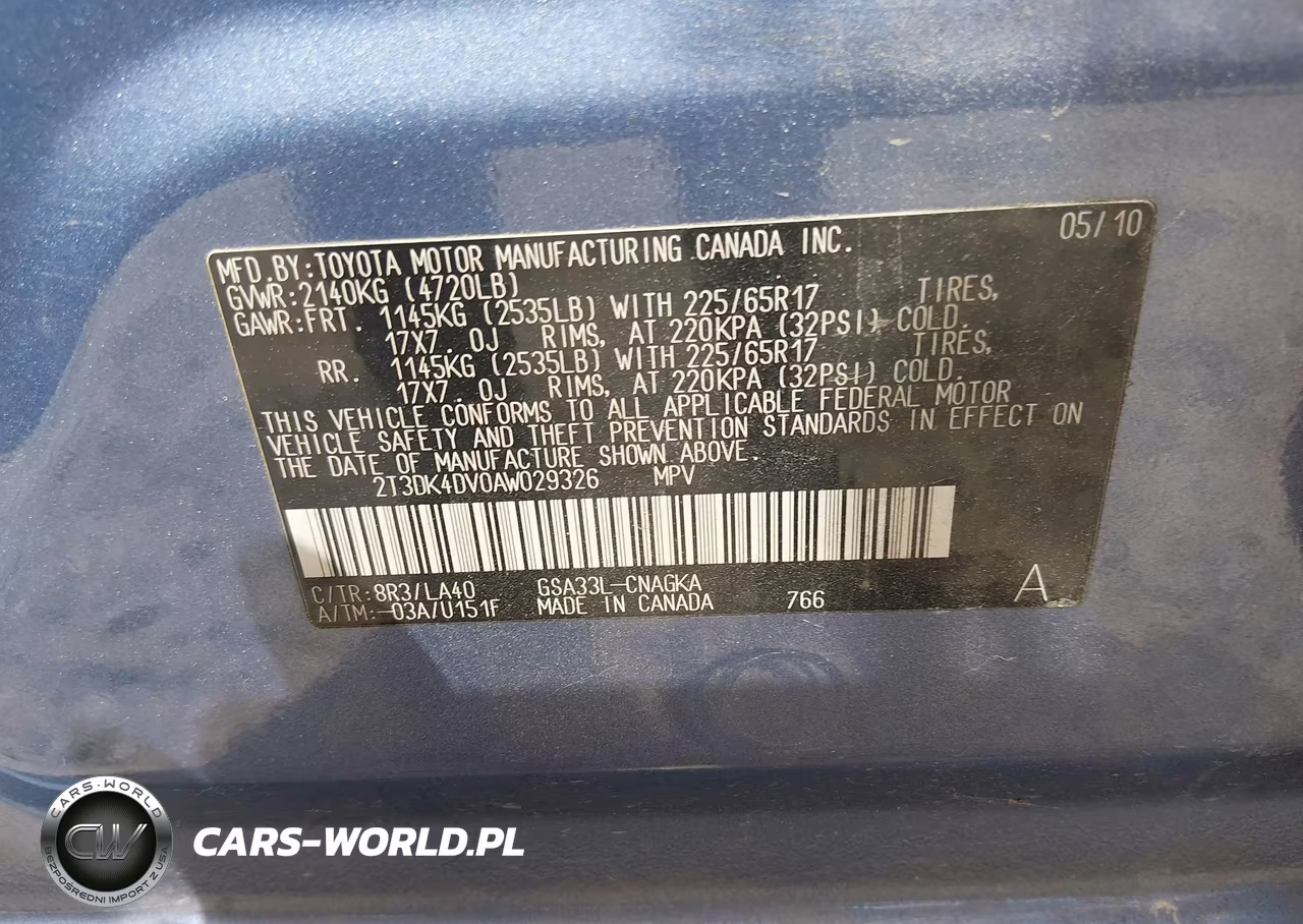2010 Toyota Rav4 Limited V6 VIN:2T3DK4DV0AW029326 - 9