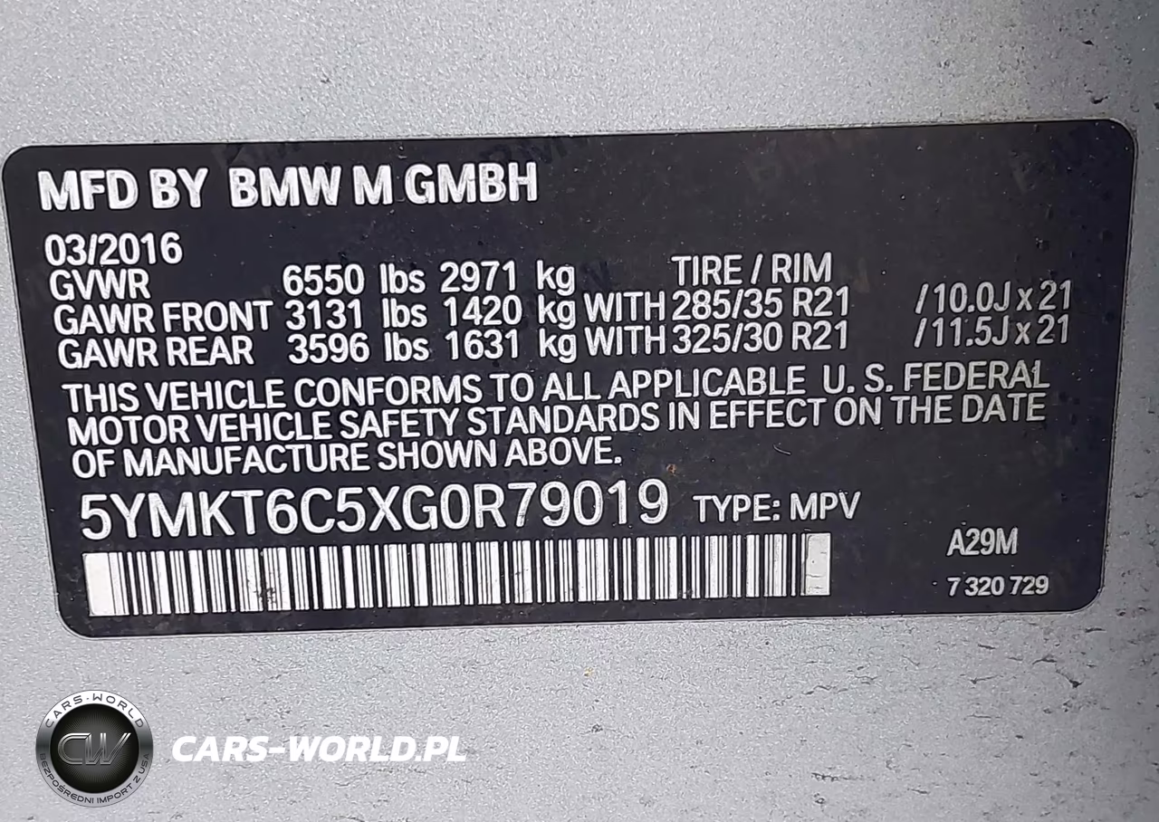 2016 BMW X5 M VIN:5YMKT6C5XG0R79019 - 9