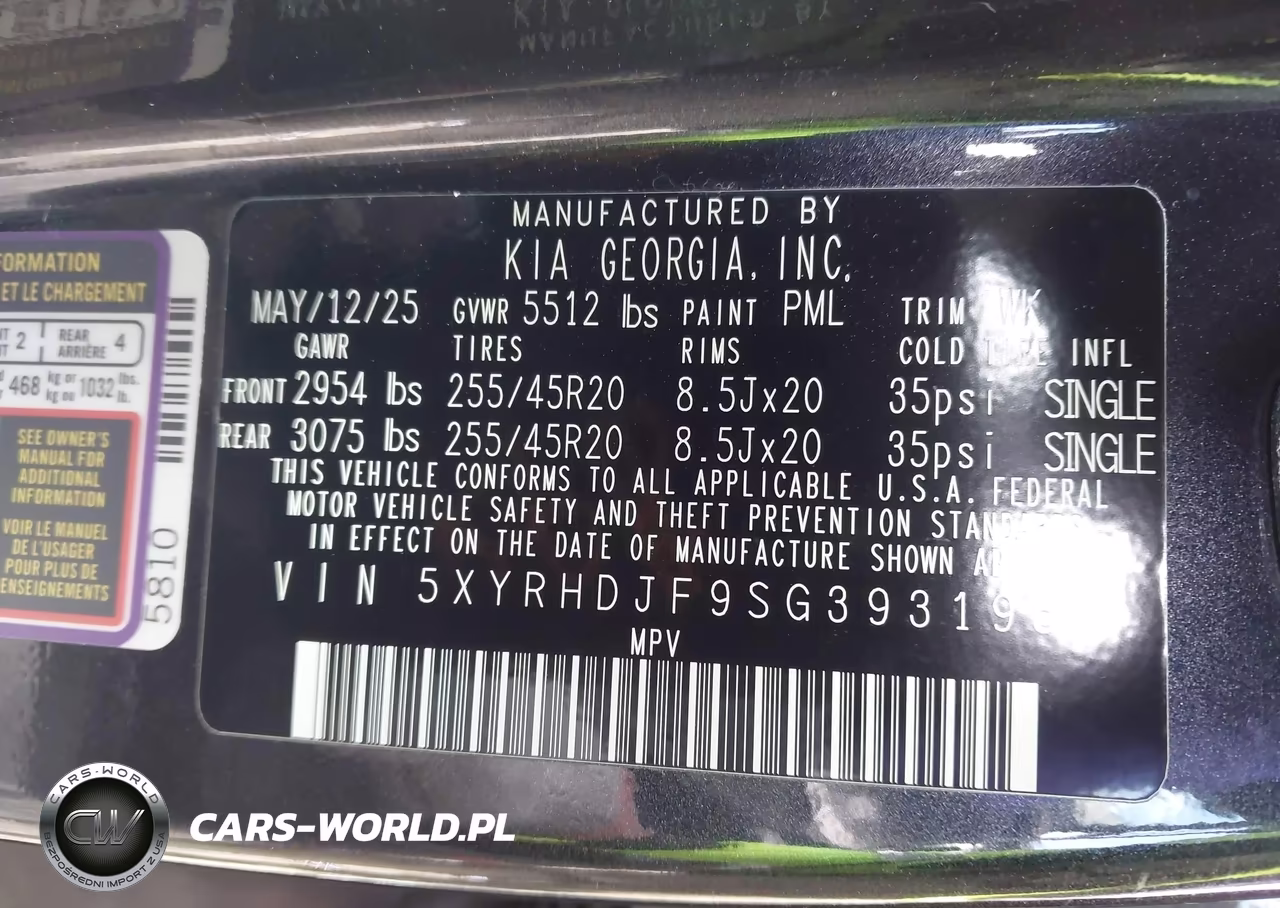 2025 Kia Sorento Ex VIN:5XYRHDJF9SG393195 - 9