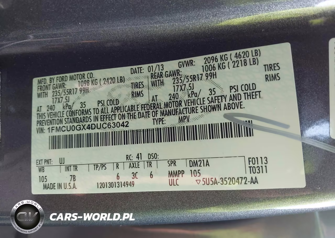 2013 Ford Escape Se VIN:1FMCU0GX4DUC63042 - 9