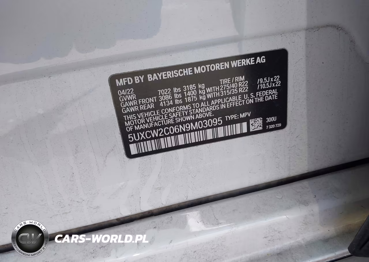 2022 BMW X7 xDrive40I VIN:5UXCW2C06N9M03095 - 9