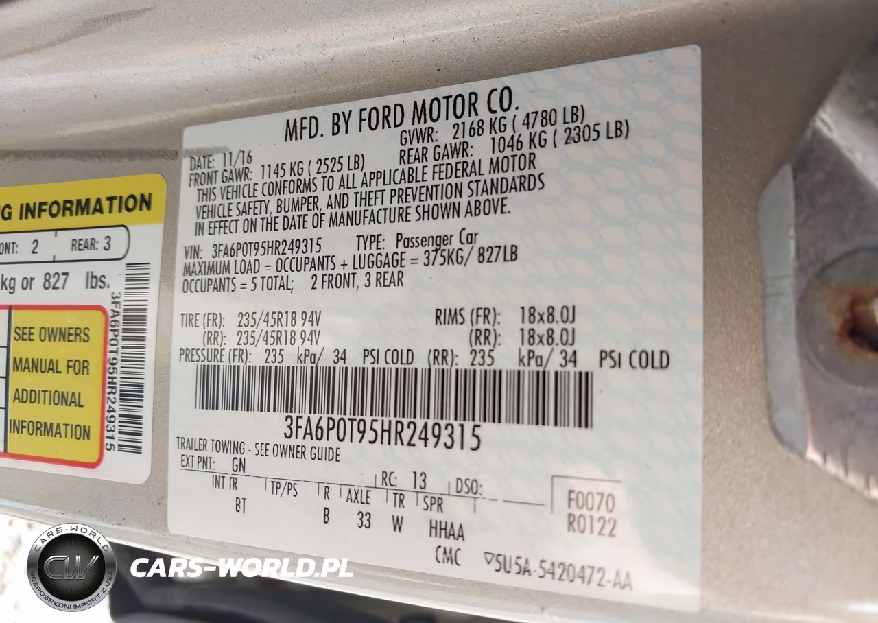 2017 Ford Fusion Se VIN:3FA6P0T95HR249315 - 9