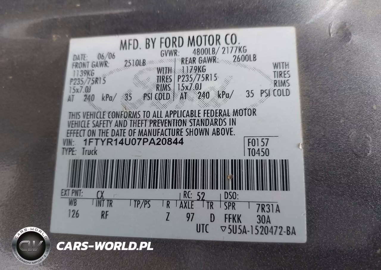 2007 Ford Ranger Sport-Stx-Xl-Xlt VIN:1FTYR14U07PA20844 - 9