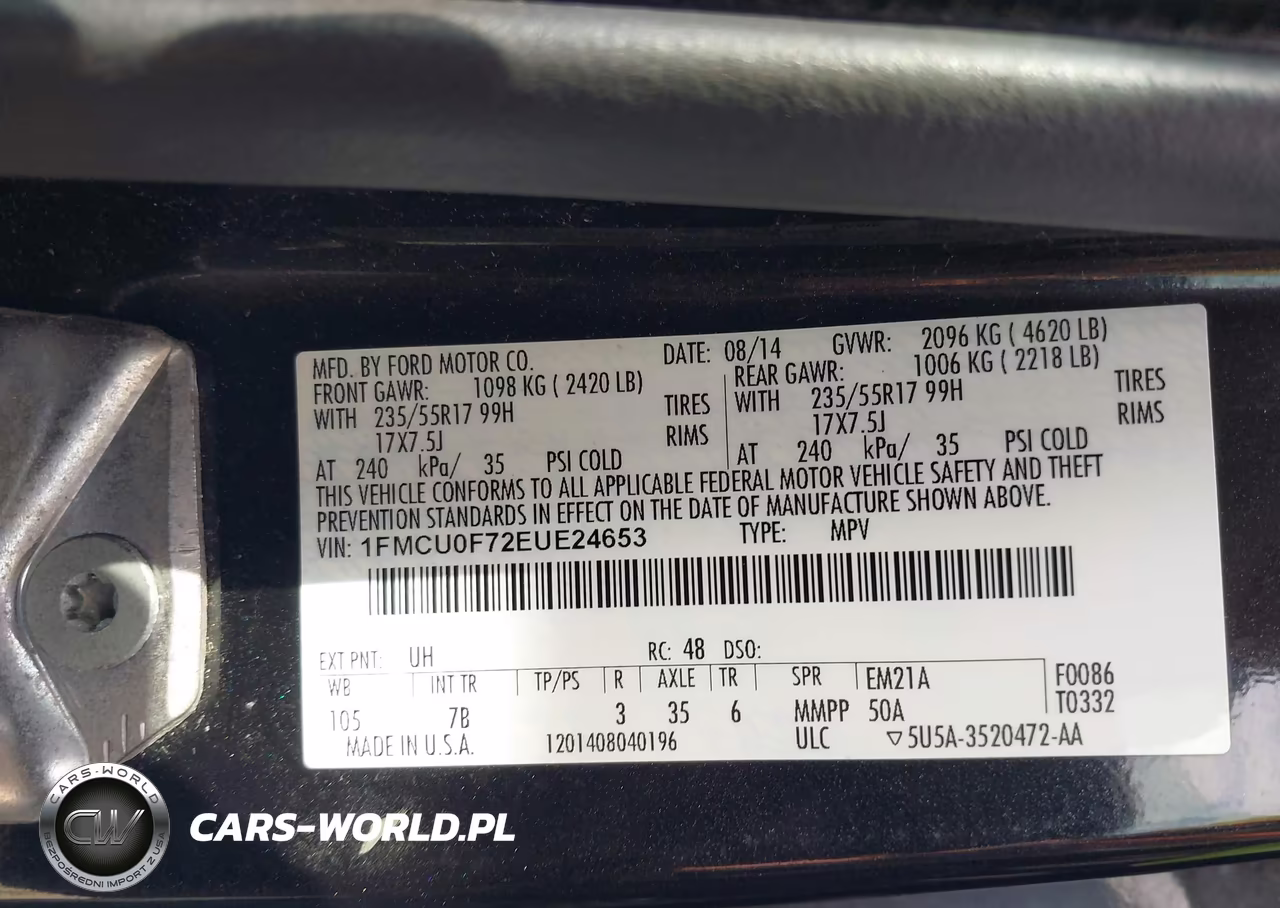2014 Ford Escape S VIN:1FMCU0F72EUE24653 - 9