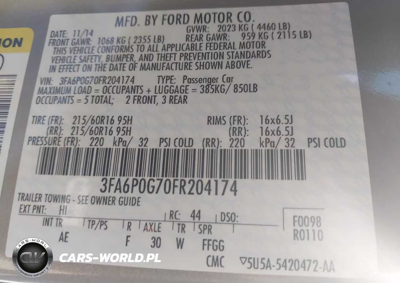 2015 Ford Fusion S VIN:3FA6P0G70FR204174 - 9