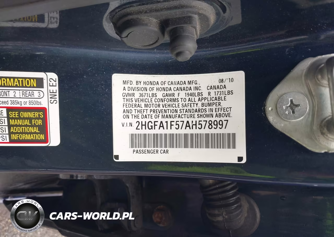 2010 Honda Civic Lx VIN:2HGFA1F57AH578997 - 9