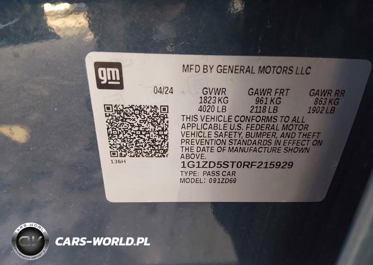 2024 Chevrolet Malibu Fwd 1Lt VIN:1G1ZD5ST0RF215929 - 9