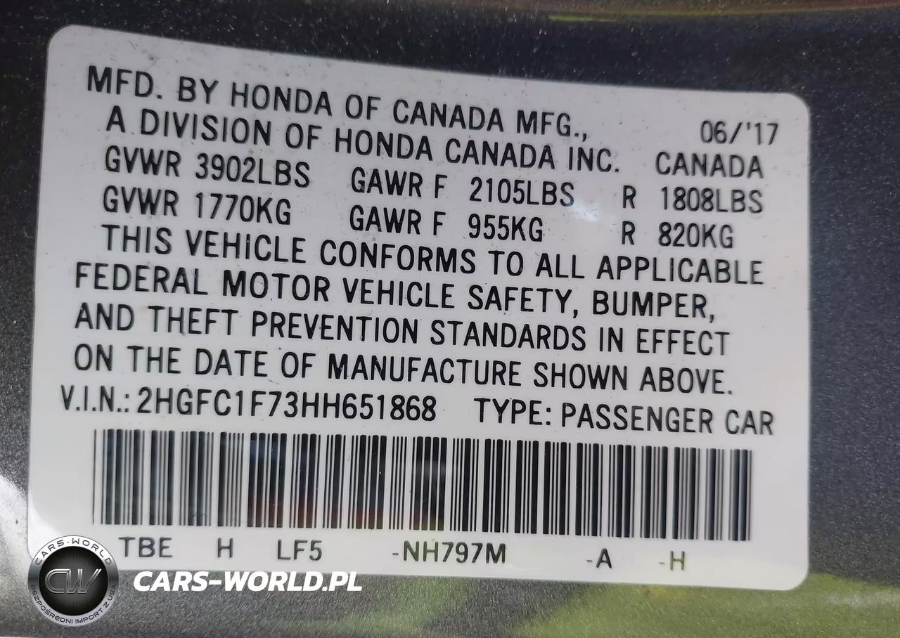 2017 Honda Civic Ex-L VIN:2HGFC1F73HH651868 - 9