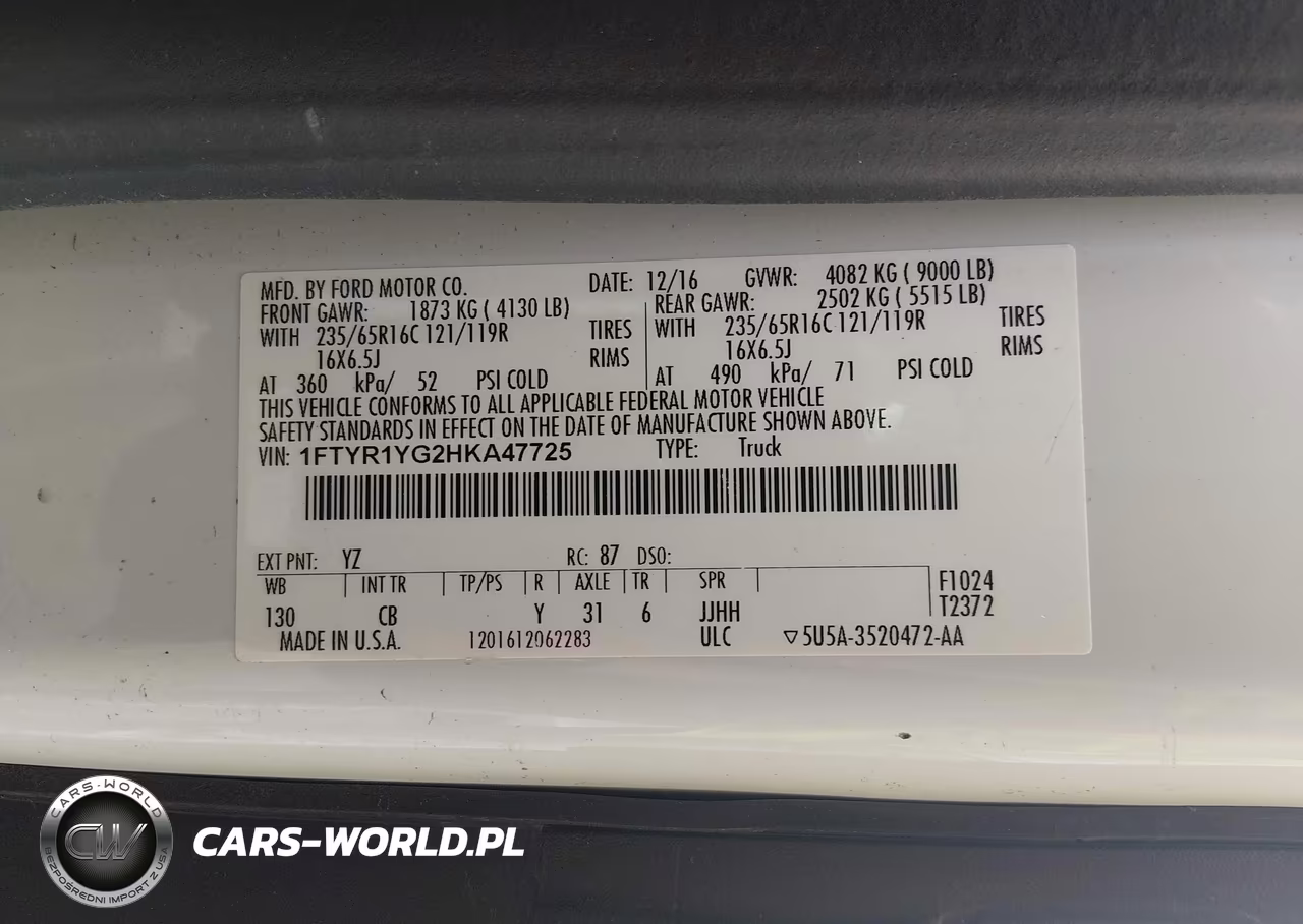 2017 Ford Transit-250 VIN:1FTYR1YG2HKA47725 - 9