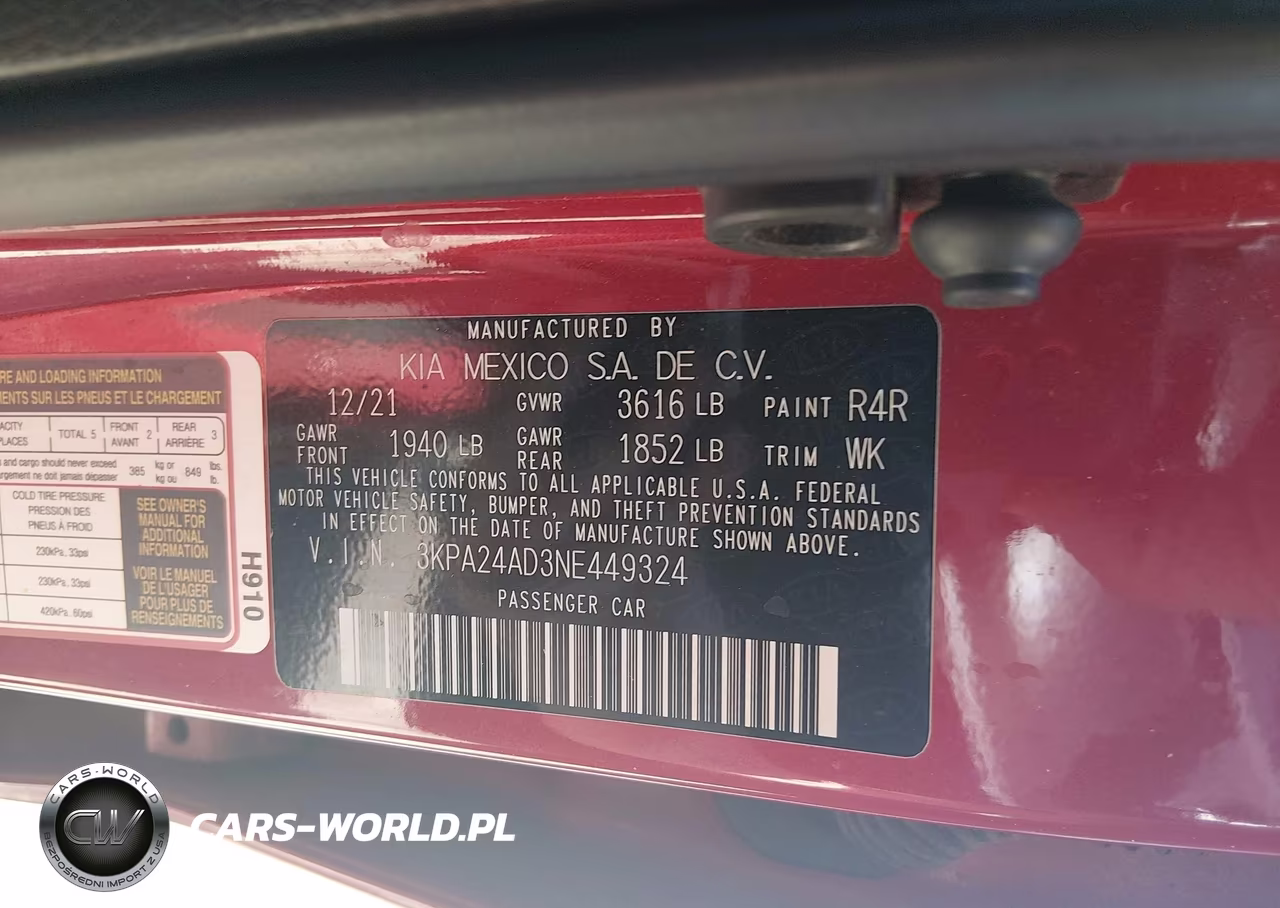 2022 Kia Rio S VIN:3KPA24AD3NE449324 - 9