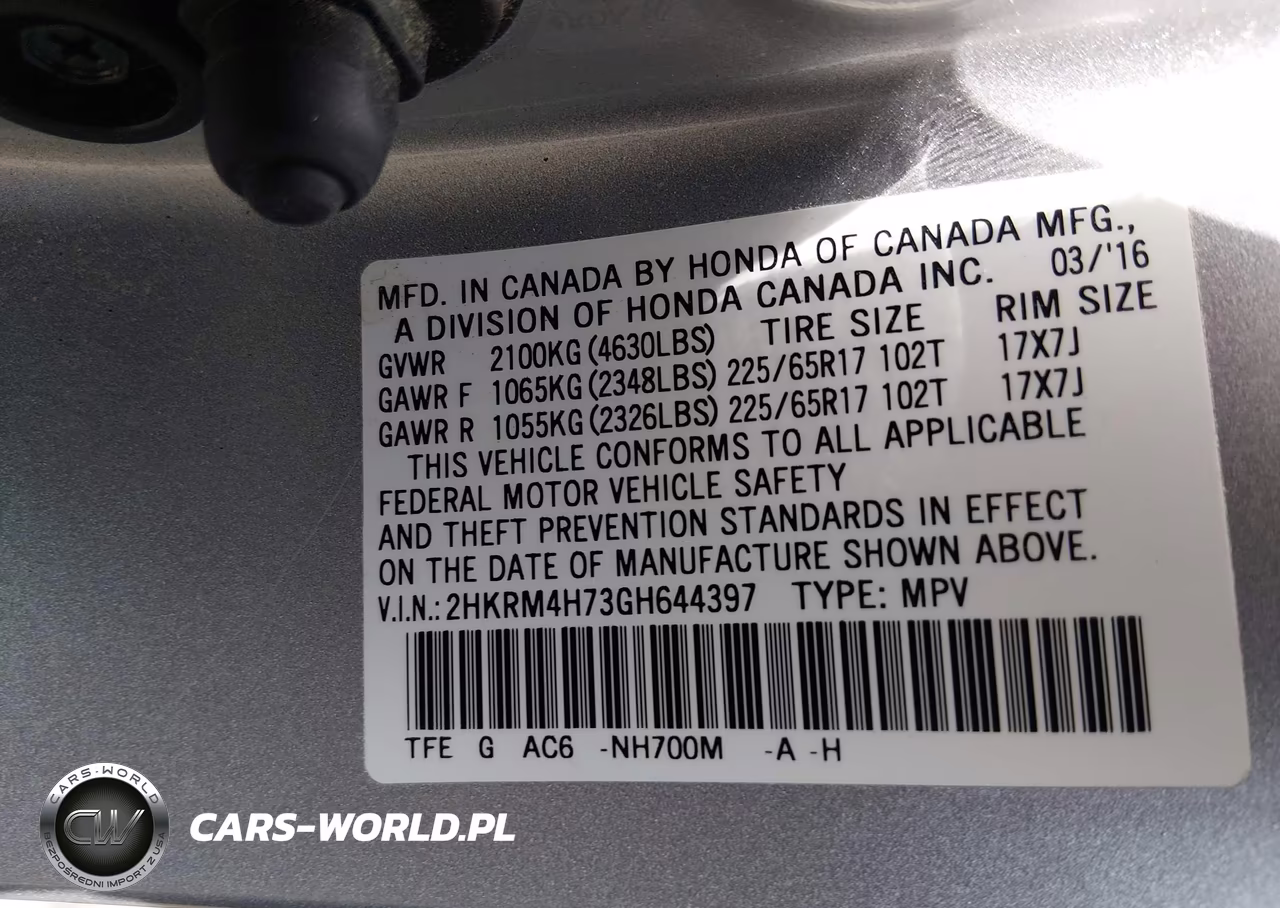 2016 Honda Cr-V Ex-L VIN:2HKRM4H73GH644397 - 9
