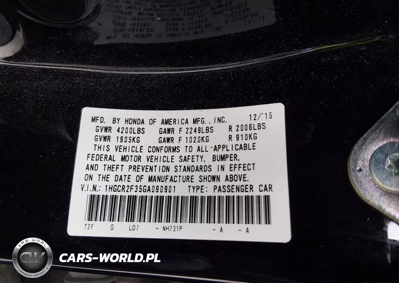2016 Honda Accord Lx VIN:1HGCR2F35GA090901 - 9