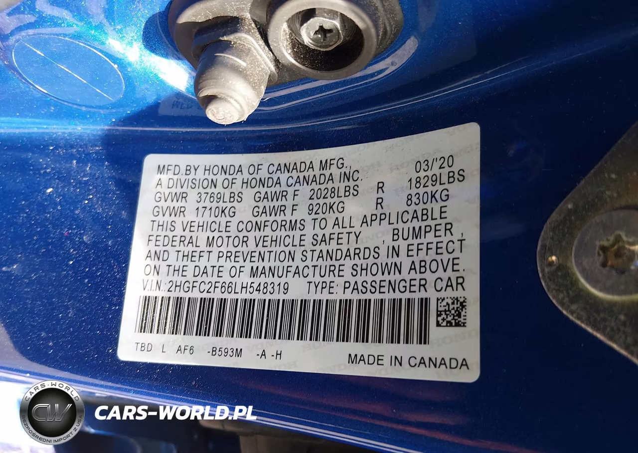 2020 Honda Civic Lx VIN:2HGFC2F66LH548319 - 9