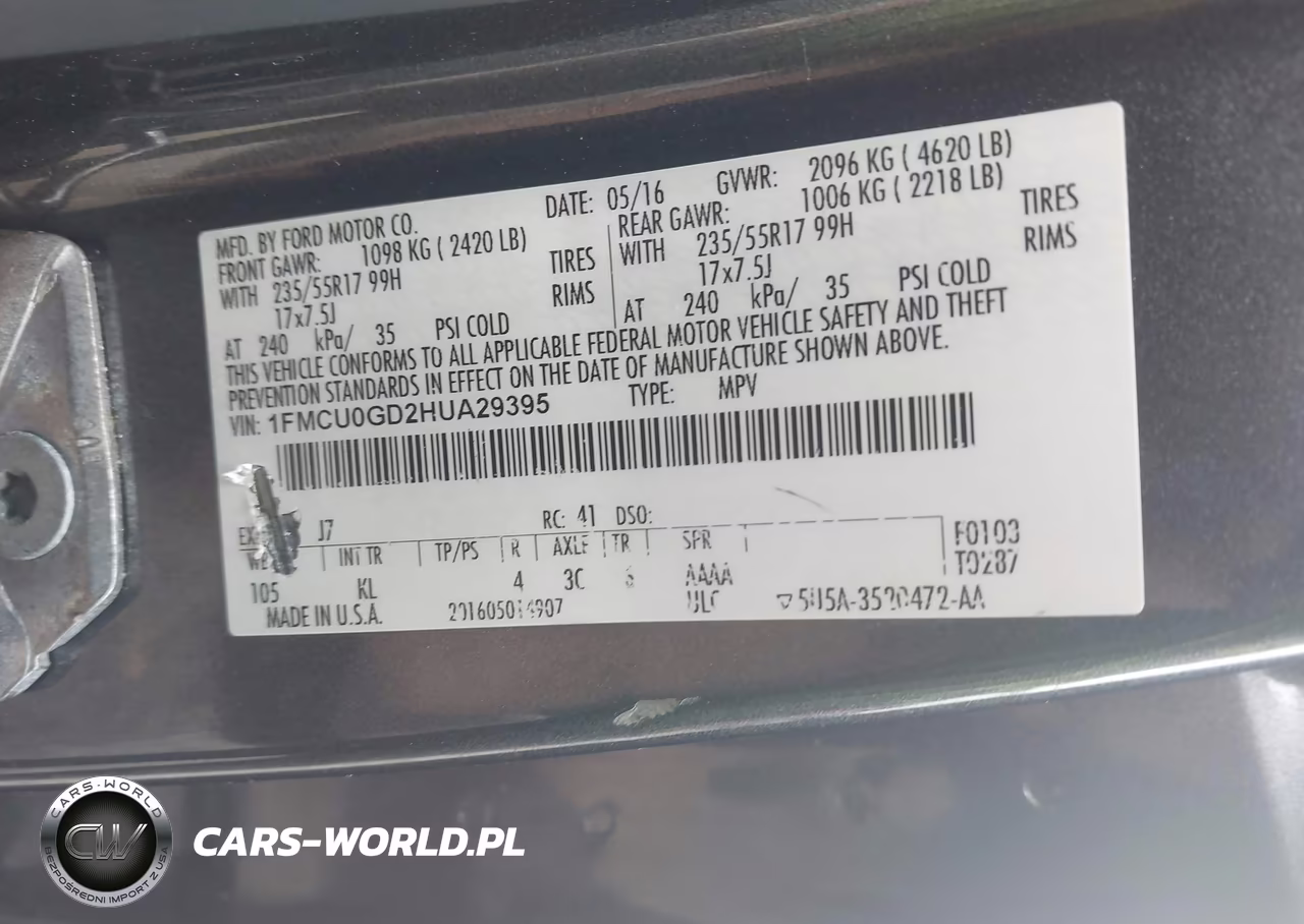 2017 Ford Escape Se VIN:1FMCU0GD2HUA29395 - 9