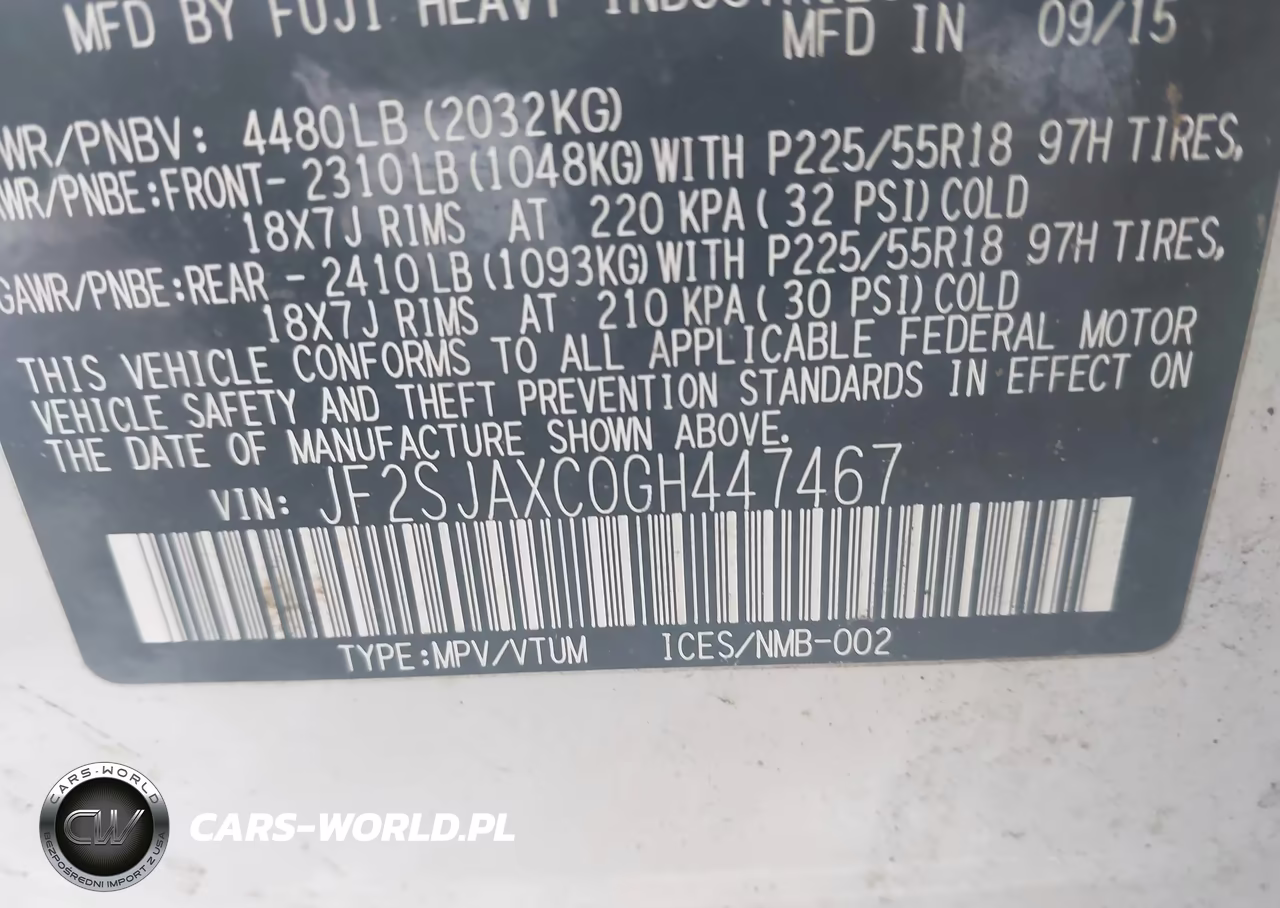 2016 Subaru Forester 2.5I Touring VIN:JF2SJAXC0GH447467 - 9