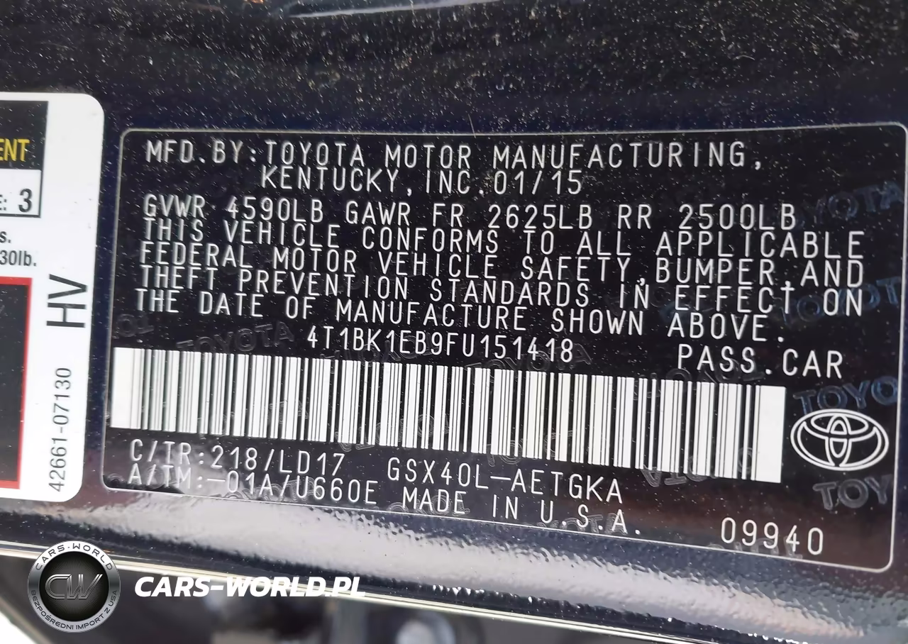 2015 Toyota Avalon Xle VIN:4T1BK1EB9FU151418 - 9