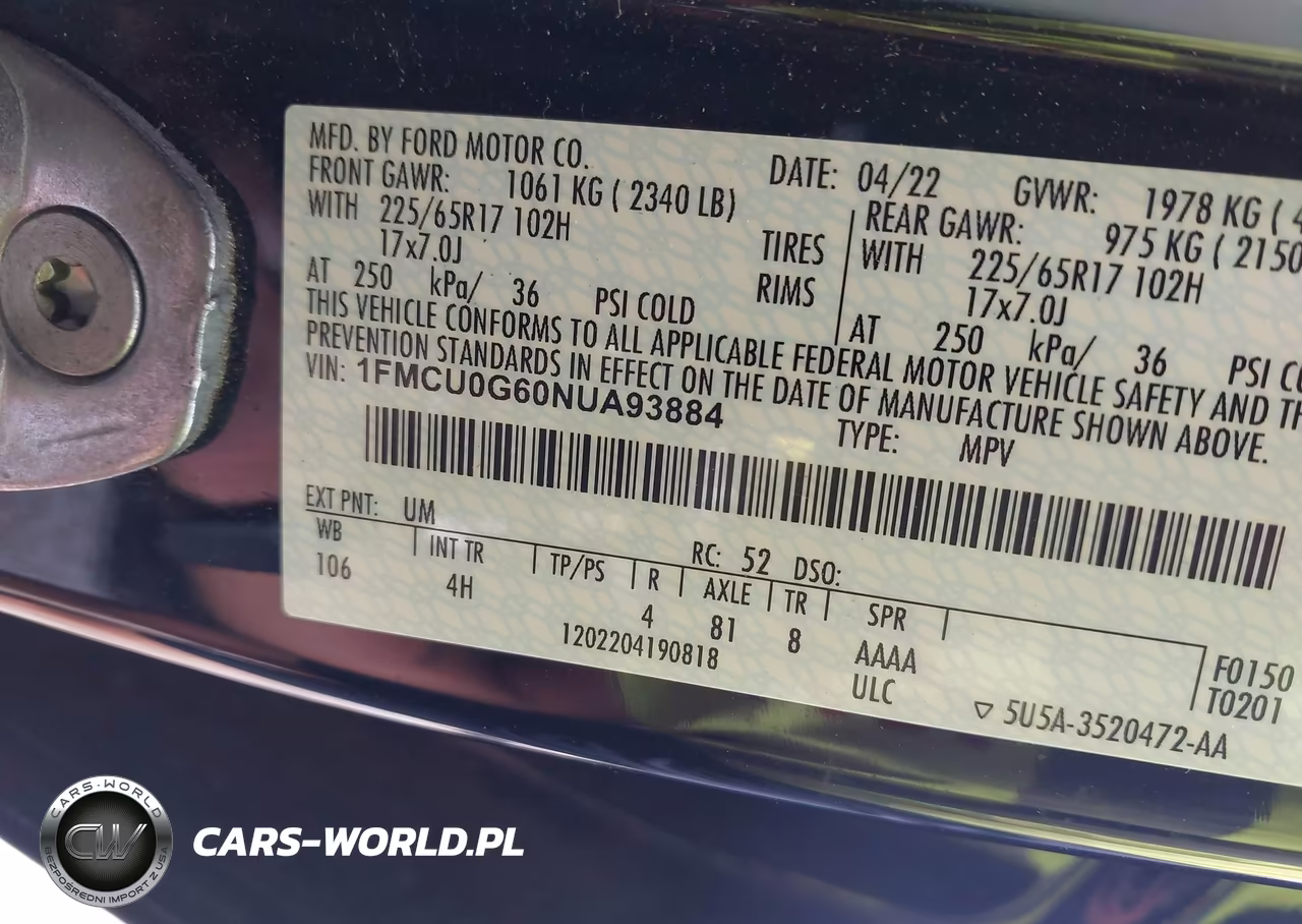 2022 Ford Escape Se VIN:1FMCU0G60NUA93884 - 9