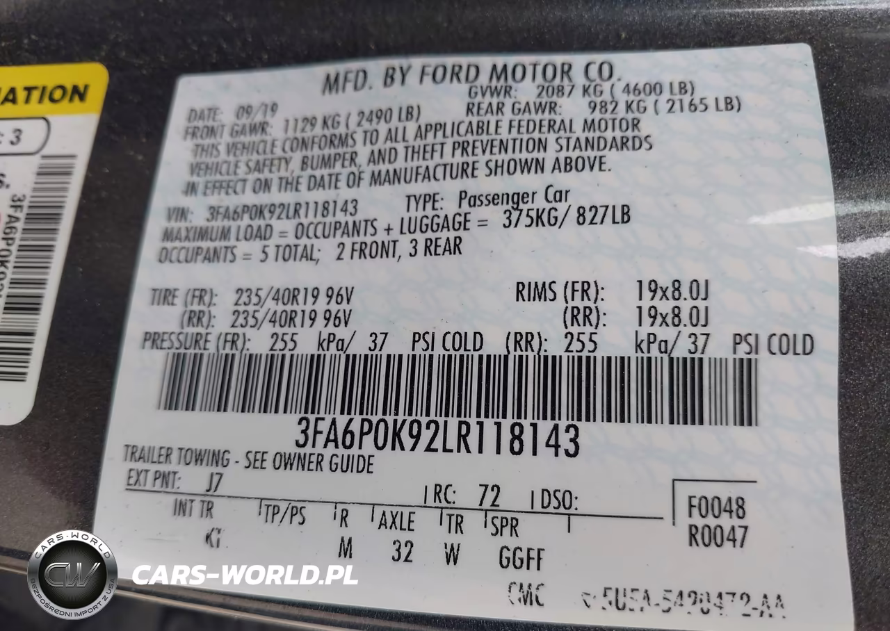 2020 Ford Fusion Titanium VIN:3FA6P0K92LR118143 - 9