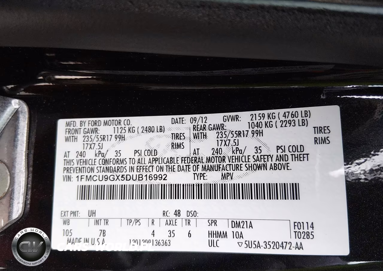 2013 Ford Escape Se VIN:1FMCU9GX5DUB16992 - 9
