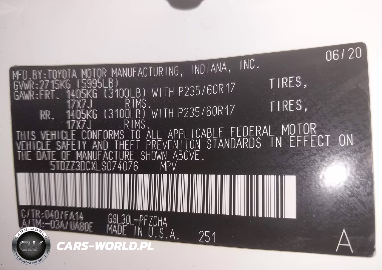 2020 Toyota Sienna L VIN:5TDZZ3DCXLS074076 - 9
