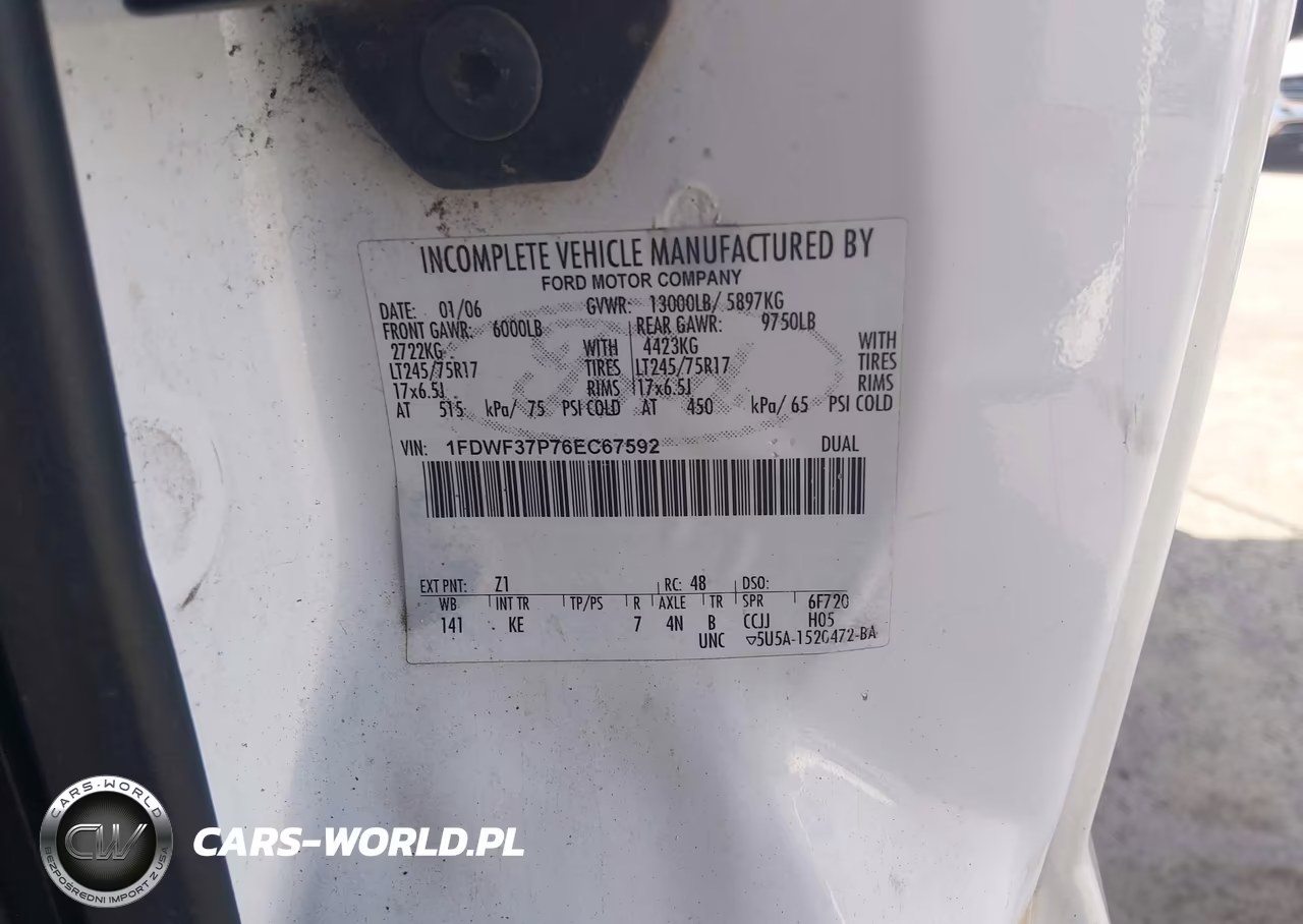 2006 Ford F-350 Chassis Xl-Xlt VIN:1FDWF37P76EC67592 - 8