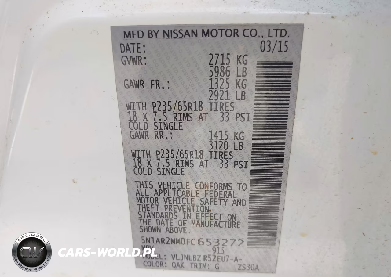 2015 Nissan Pathfinder Platinum-S-Sl-Sv VIN:5N1AR2MM0FC653272 - 9