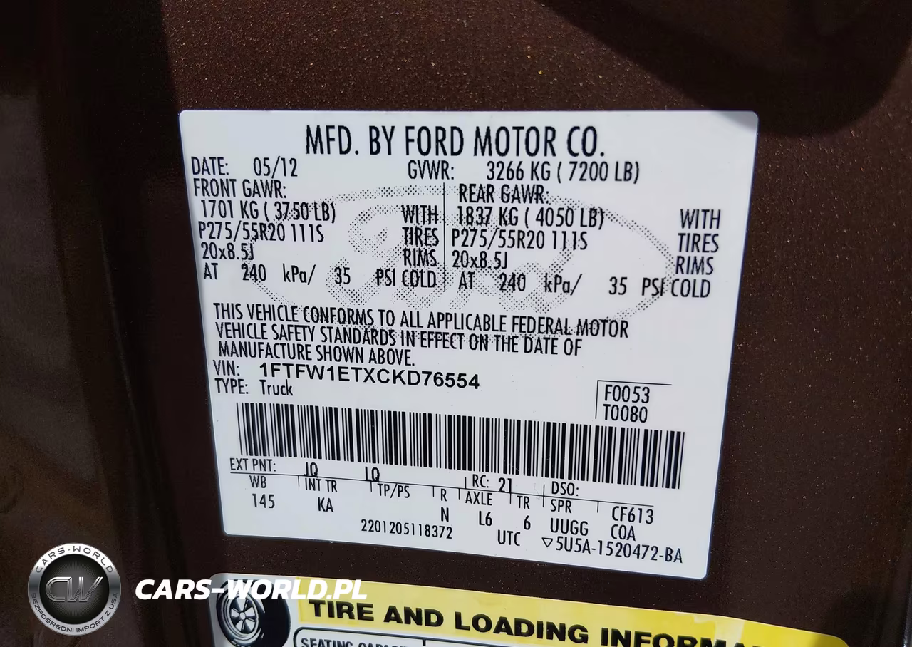 2012 Ford F-150 King Ranch VIN:1FTFW1ETXCKD76554 - 9