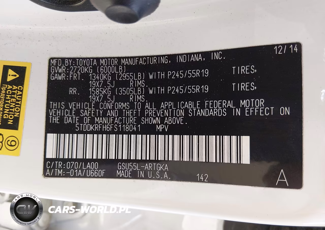 2015 Toyota Highlander Limited Platinum V6 VIN:5TDDKRFH6FS118041 - 9