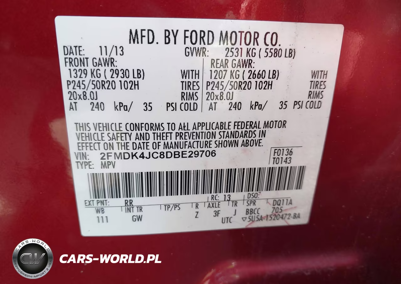 2013 Ford Edge Sel VIN:2FMDK4JC8DBE29706 - 9