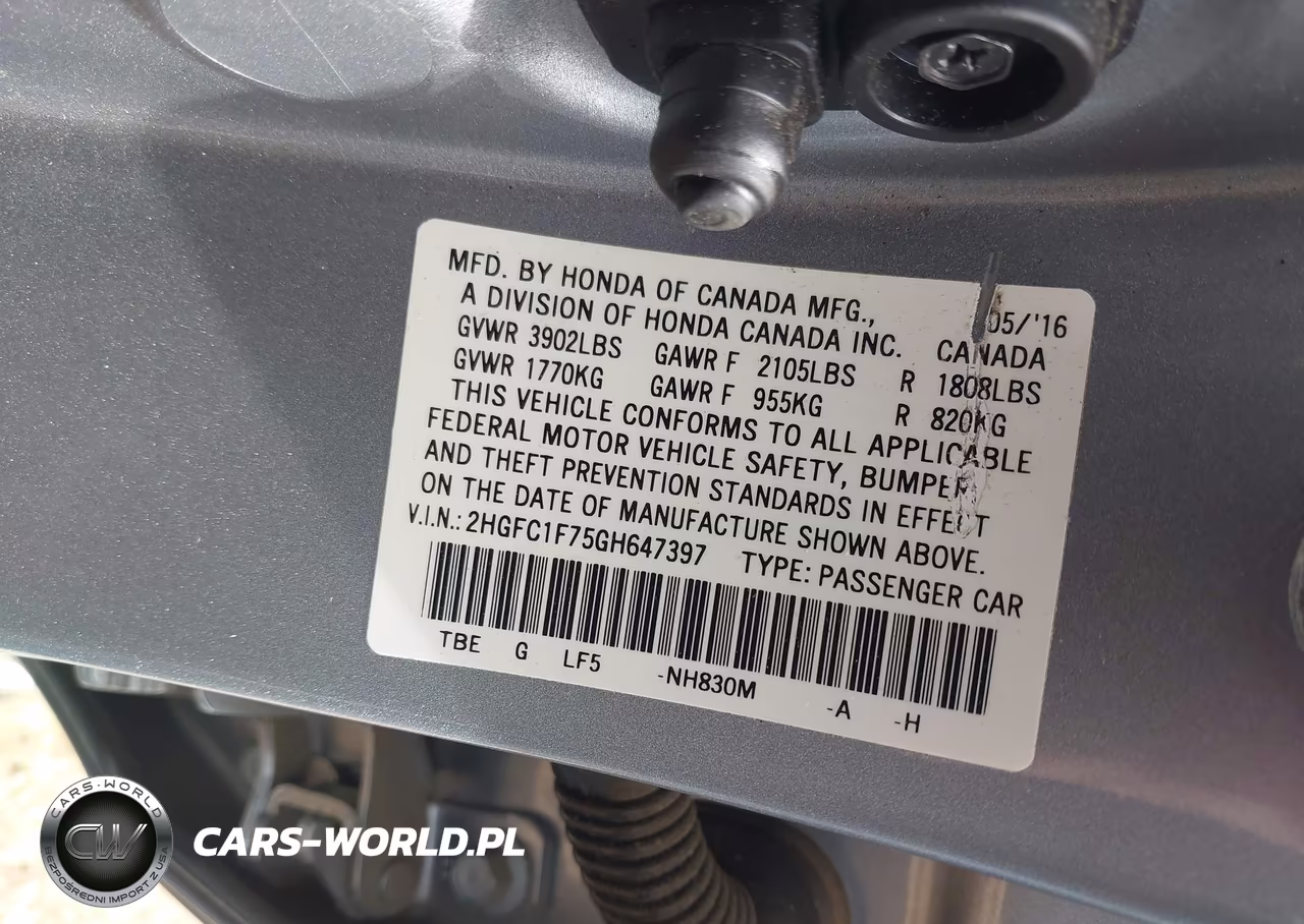 2016 Honda Civic Ex-L VIN:2HGFC1F75GH647397 - 9