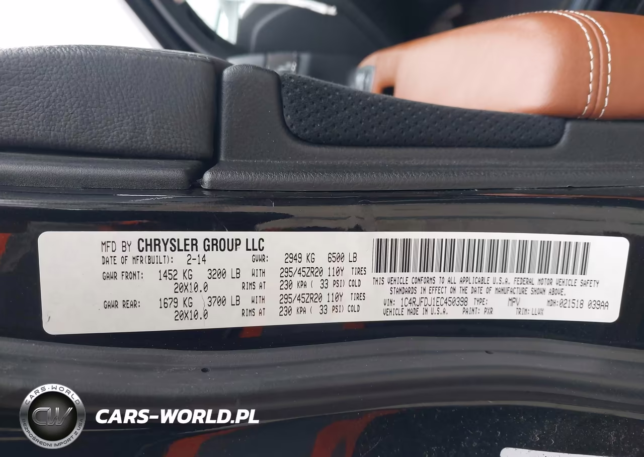2014 Jeep Grand Cherokee Srt8 VIN:1C4RJFDJ1EC450398 - 9