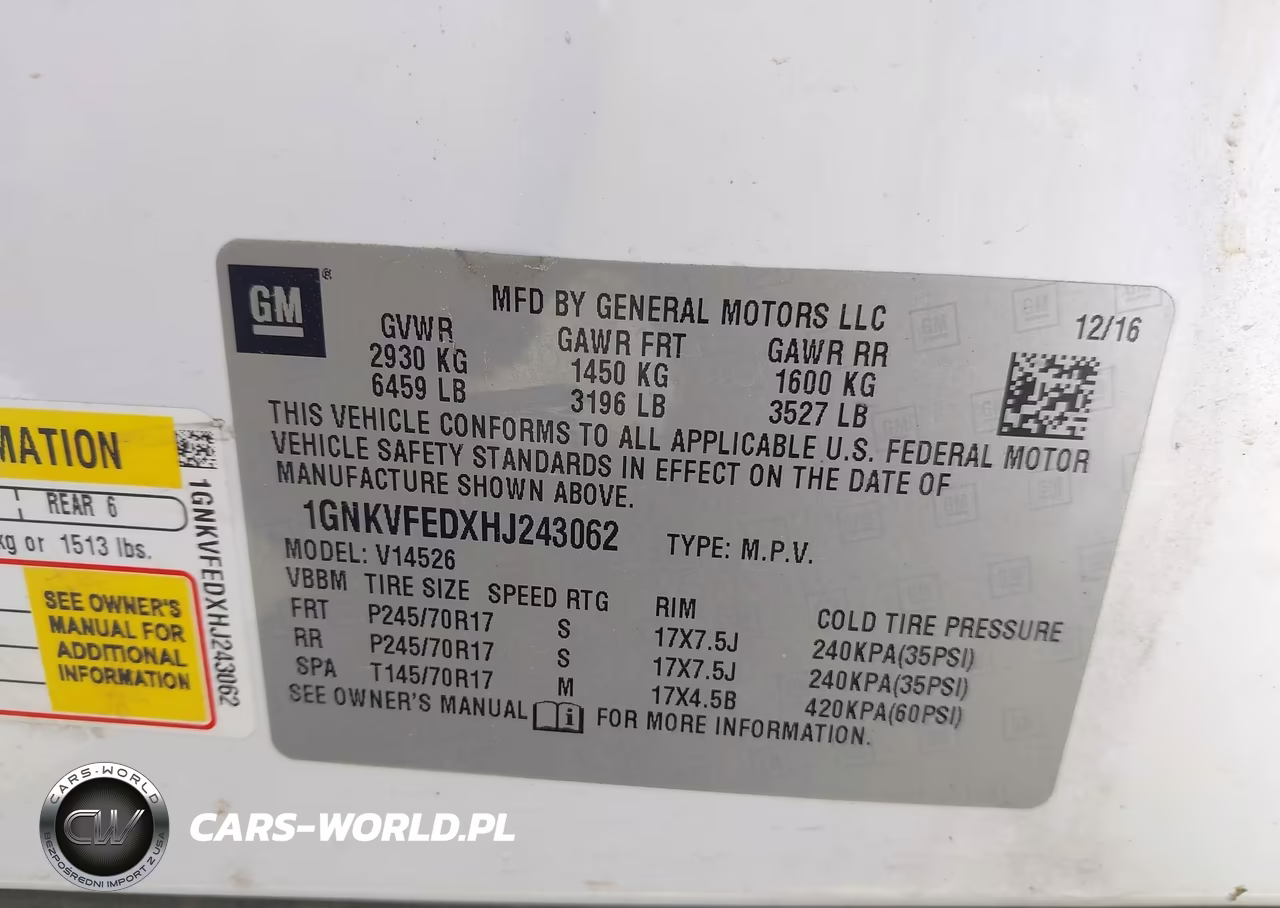 2017 Chevrolet Traverse Ls VIN:1GNKVFEDXHJ243062 - 9