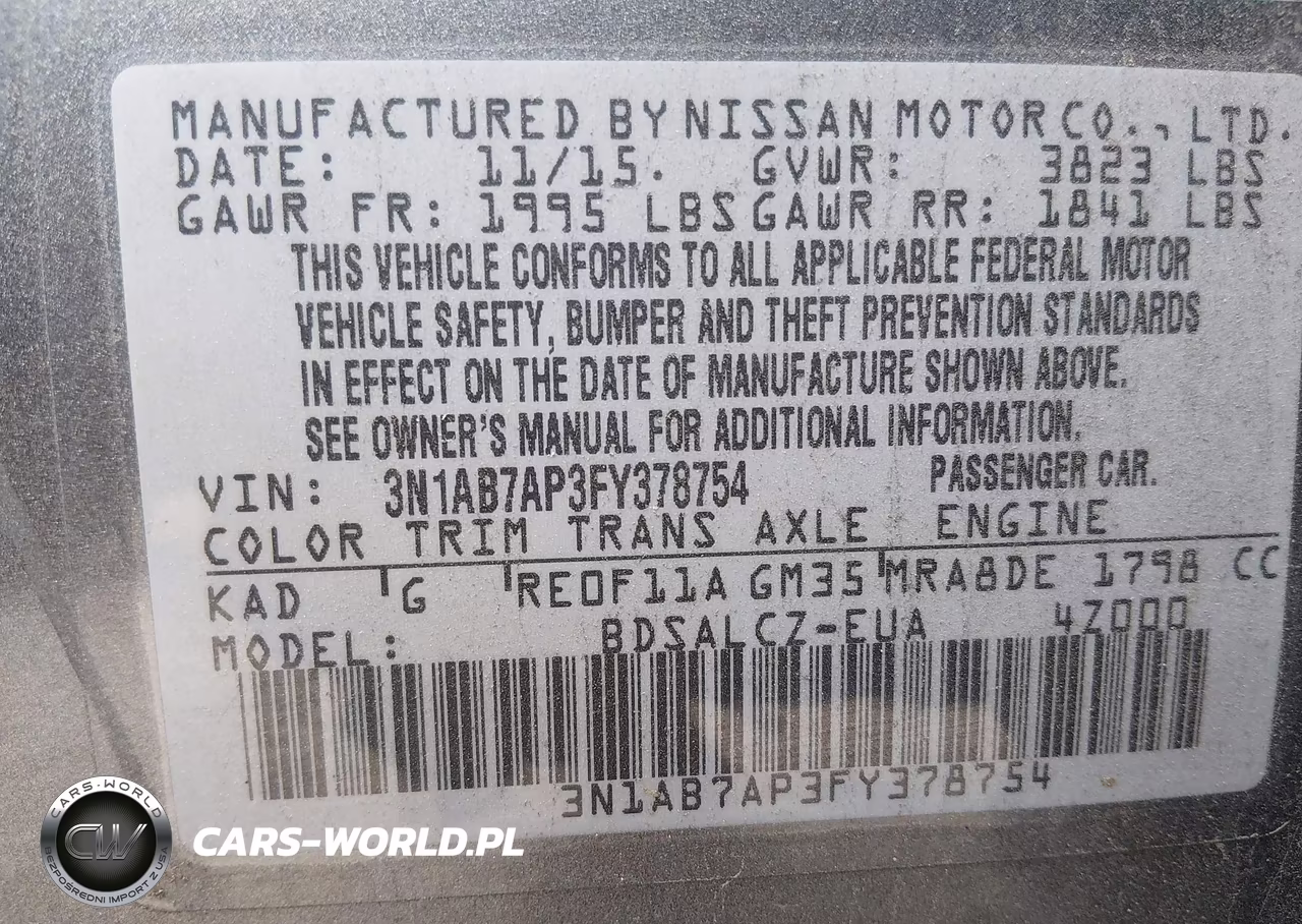 2015 Nissan Sentra S VIN:3N1AB7AP3FY378754 - 9