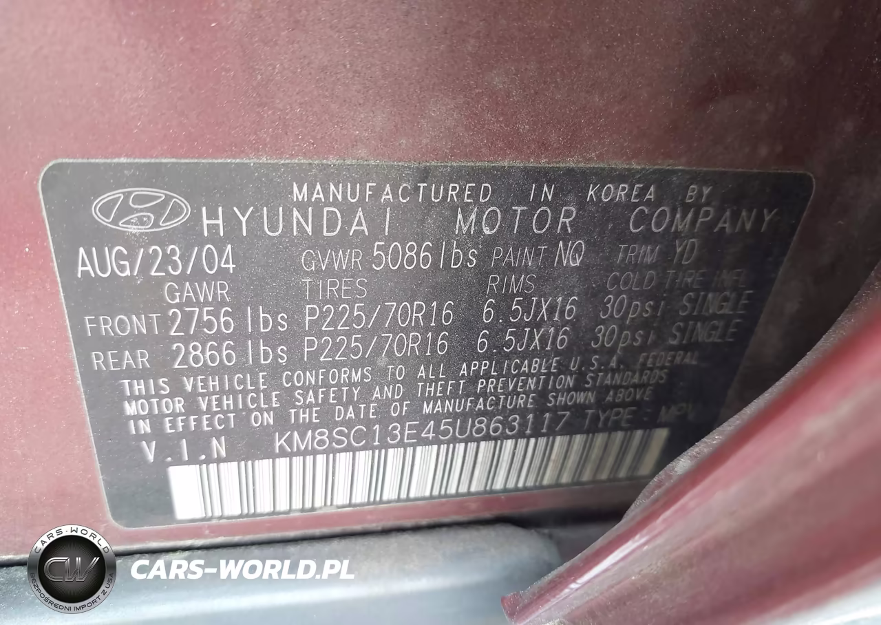 2005 Hyundai Santa Fe Gls-Lx VIN:KM8SC13E45U863117 - 9