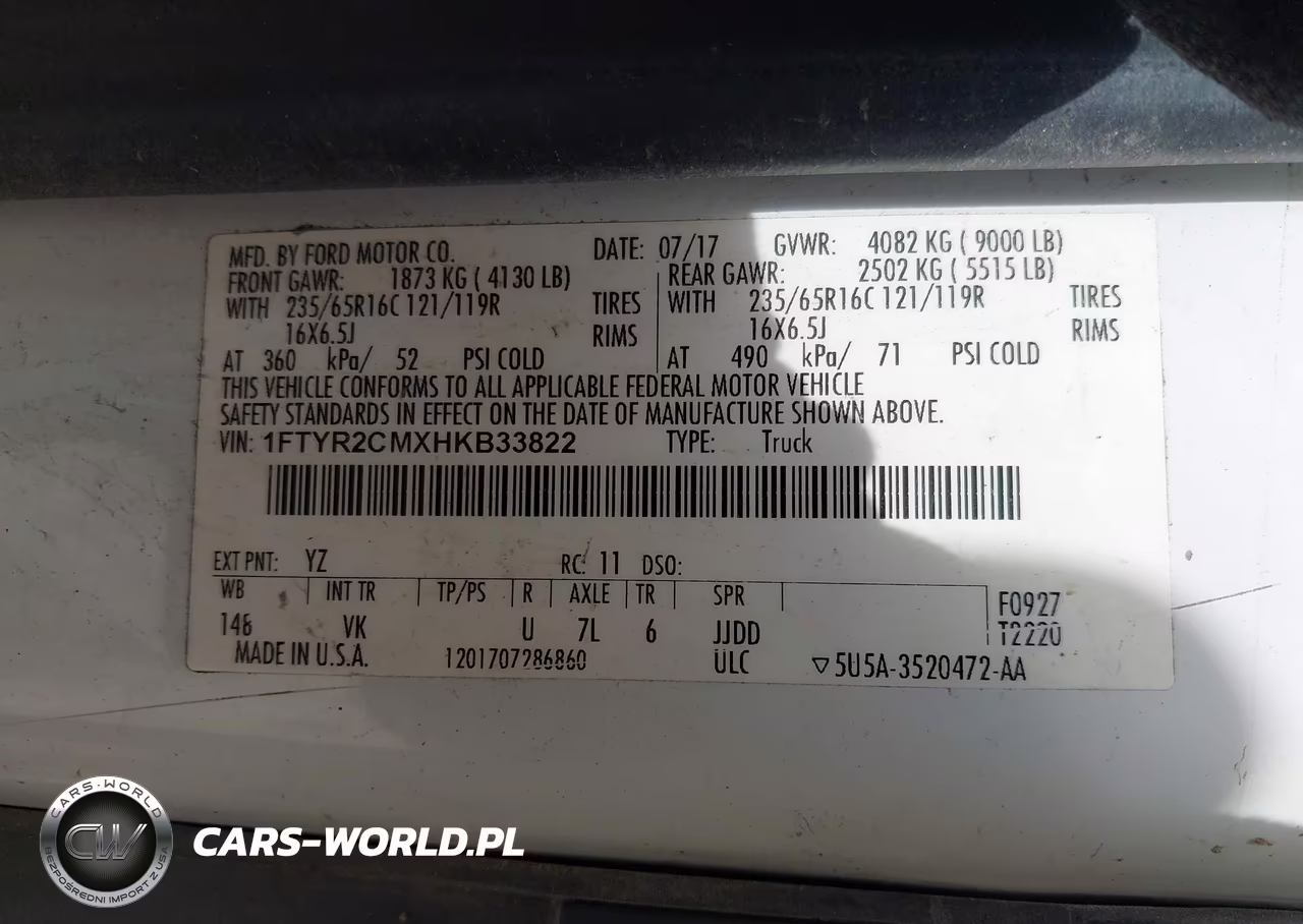 2017 Ford Transit-250 VIN:1FTYR2CMXHKB33822 - 9